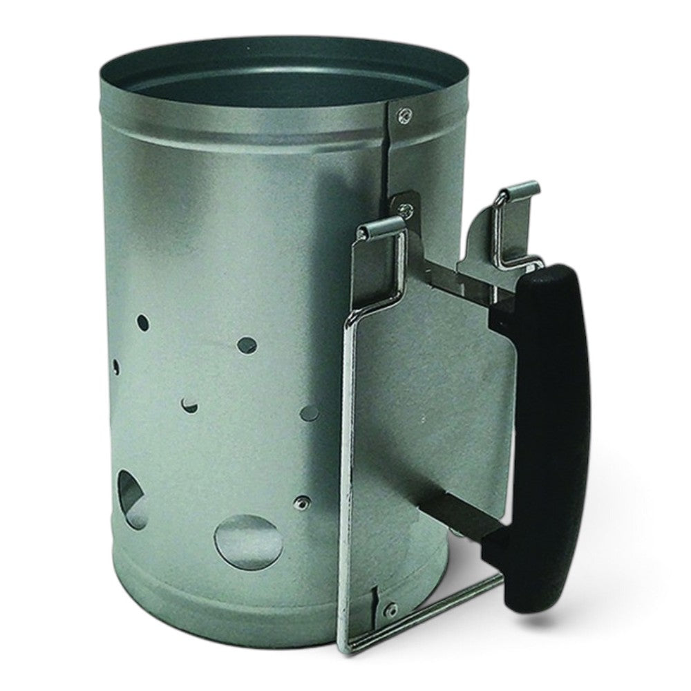 Accendi carbone GRANDE per barbecue in acciaio zincato 19,3xH30 cm con doppia maniglia