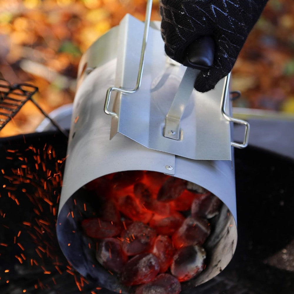 Accendi carbone per barbecue in acciaio zincato 17xH27,5 cm con doppia maniglia