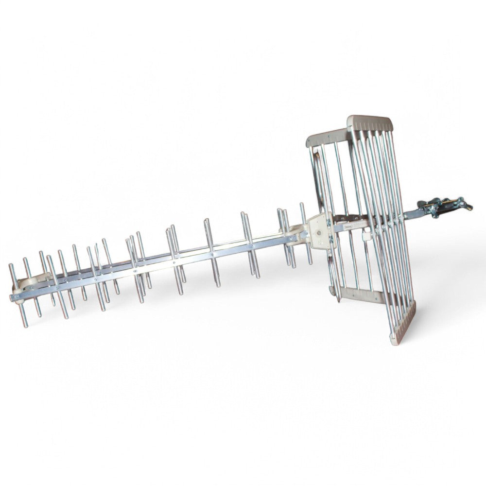 Antenna digitale terrestre esterno 38 elementi banda uhf 5g lte alluminio plastica bianca dvb-t2 hevc main 10 hd uhd