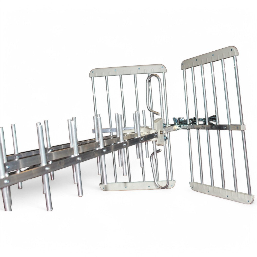 Antenna digitale terrestre esterno 38 elementi banda uhf 5g lte alluminio plastica bianca dvb-t2 hevc main 10 hd uhd