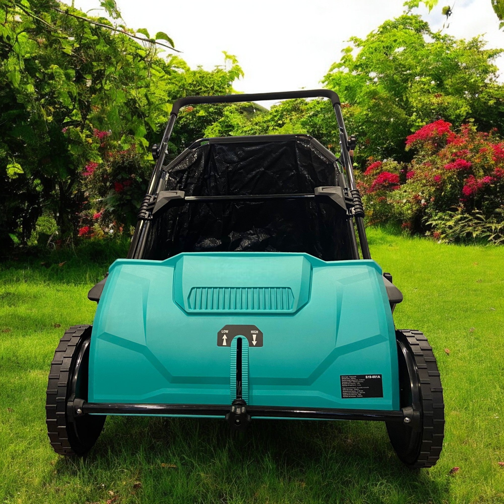 Arieggiatore spazzatrice raccoglitore di foglie a spinta con ruote per giardino con sacco removibile 100 lt