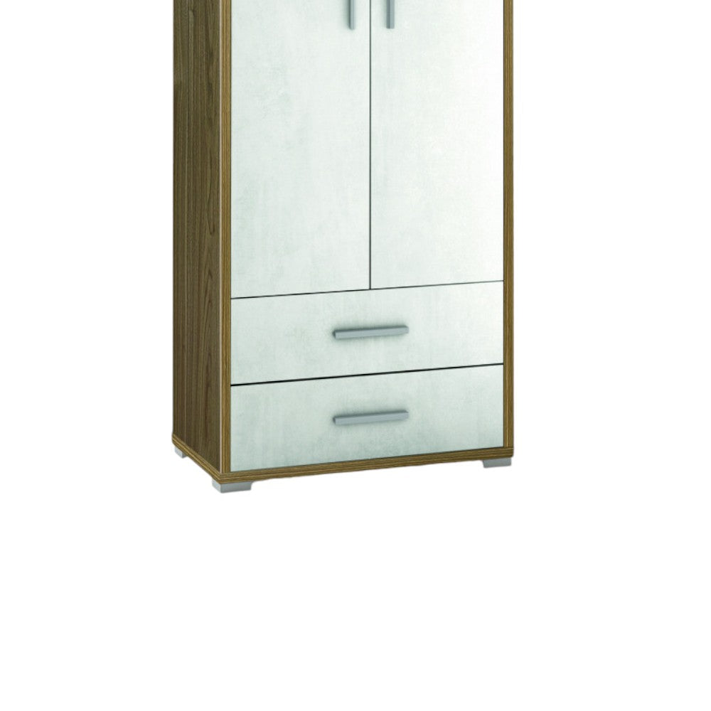 Mobile guardaroba moderno 2 ante 2 cassetti bianco MDF dimensioni H182 L71 cm ideale per organizzare e arredare casa
