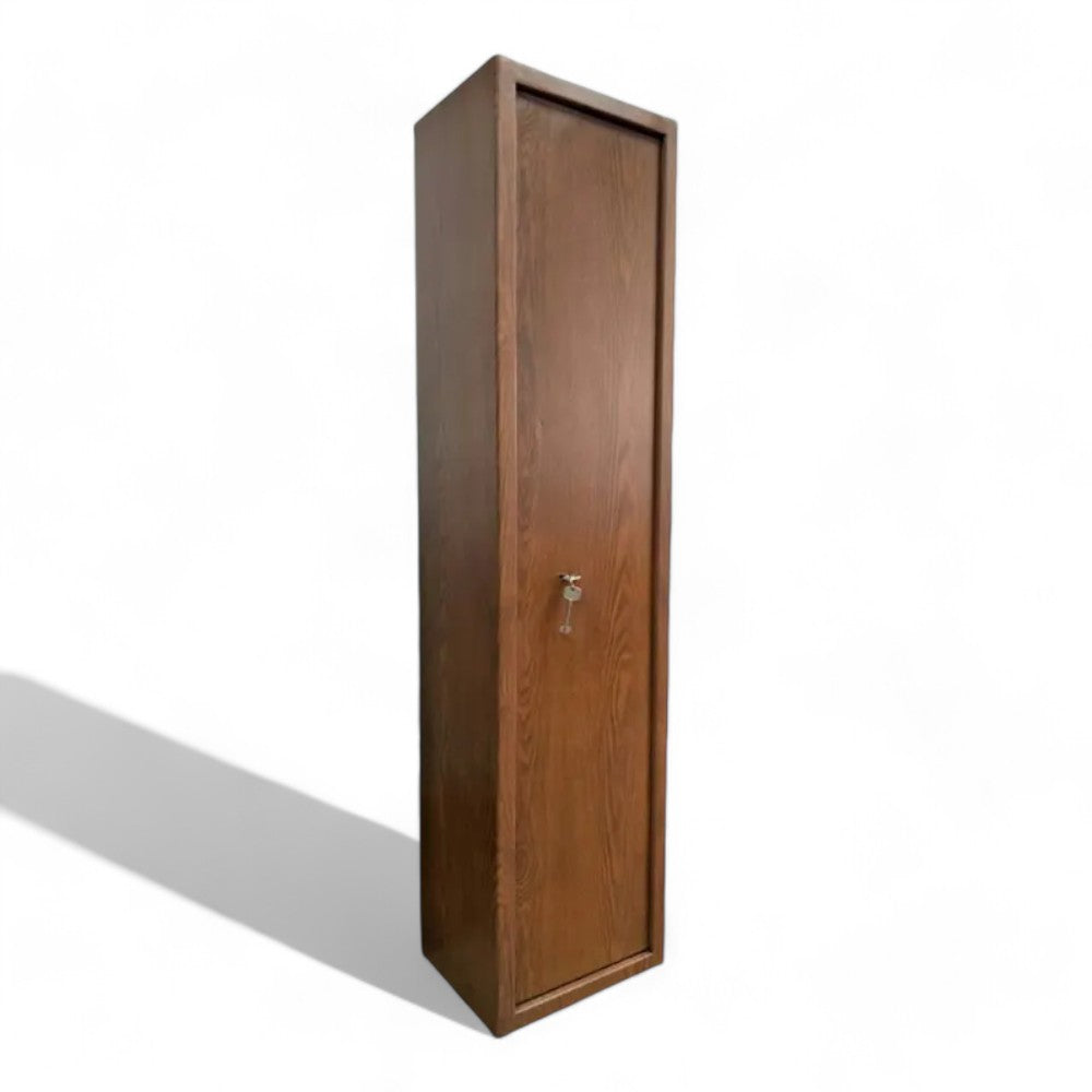 Armadio portafucili in acciaio effetto legno con tesoretto interno chiusura sicura con catenacci e chiavi doppia mappa