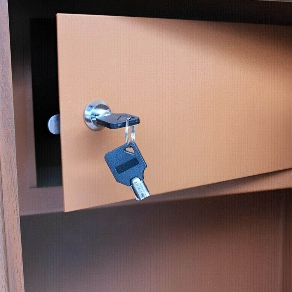 Armadio portafucili sicurezza 5 posti effetto legno con tesoretto chiusura a sei mandate e ancoraggio robusto