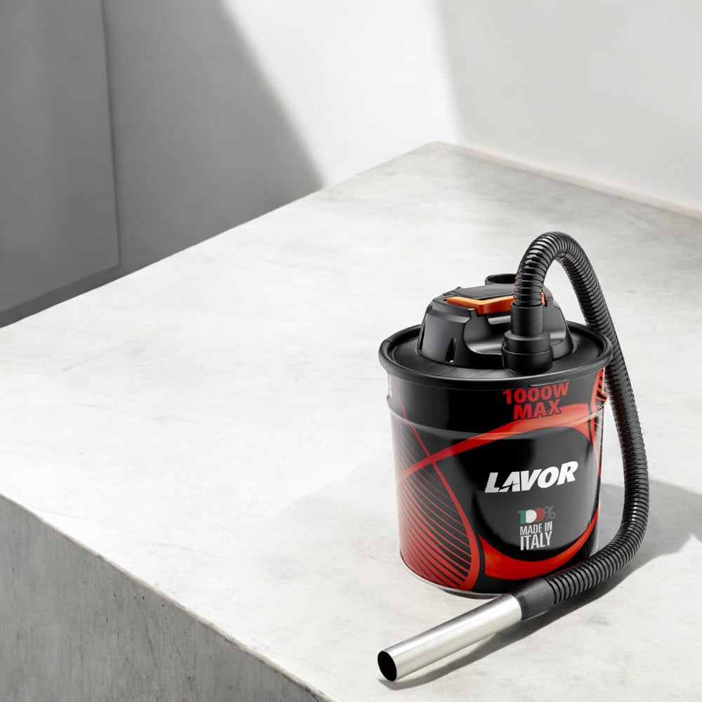 Aspiracenere elettrico 1000w capacità 18 litri fusto acciaio filtro lavabile tubo flessibile 1m per stufe e caminetti