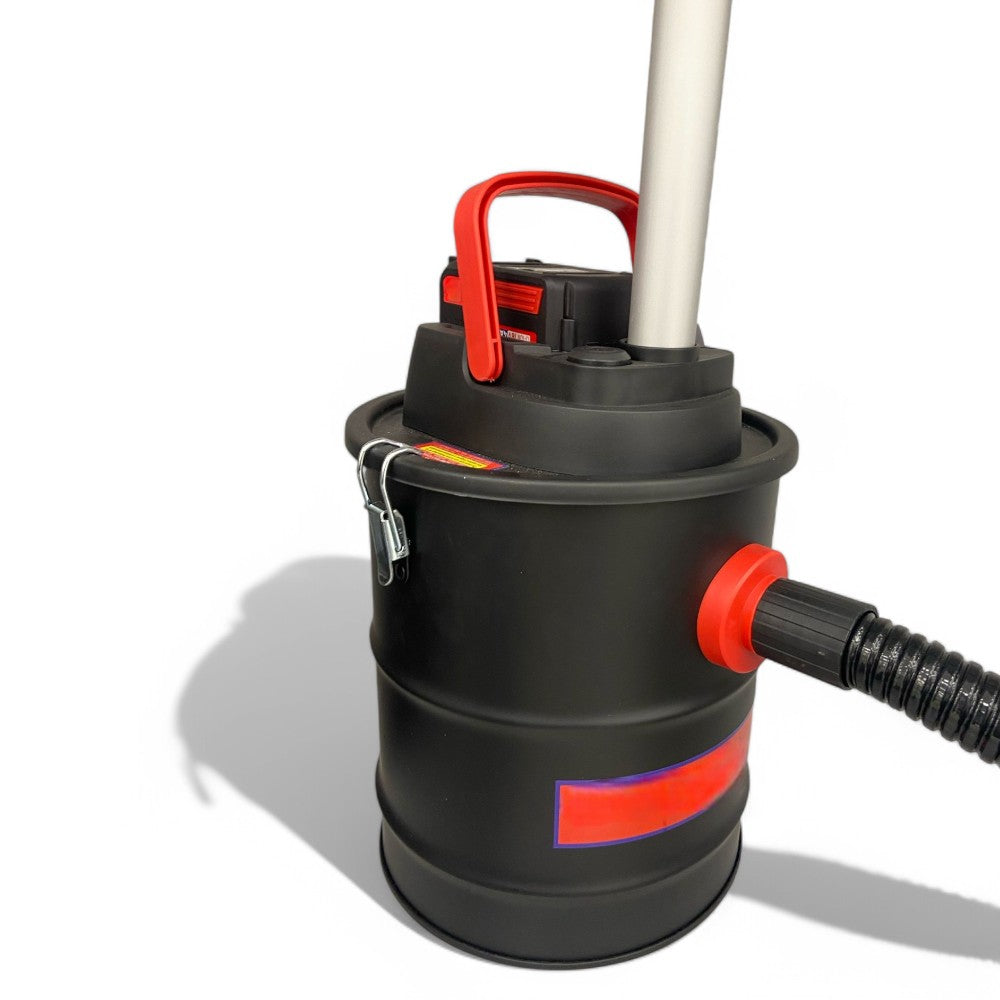 aspiracenere a batteria 18v con serbatoio acciaio lt12 filtro hepa e motore 110w per cenere max 40 gradi senza batteria