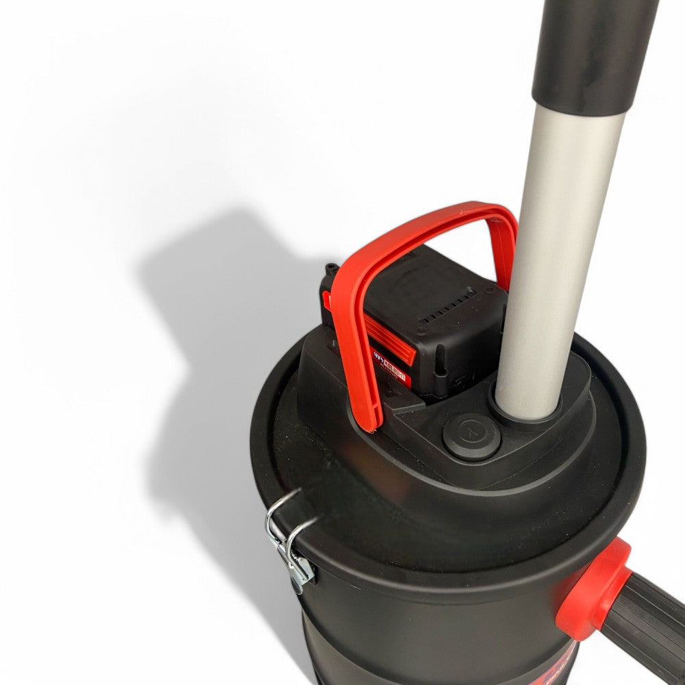 aspiracenere a batteria 18v con serbatoio acciaio lt12 filtro hepa e motore 110w per cenere max 40 gradi senza batteria