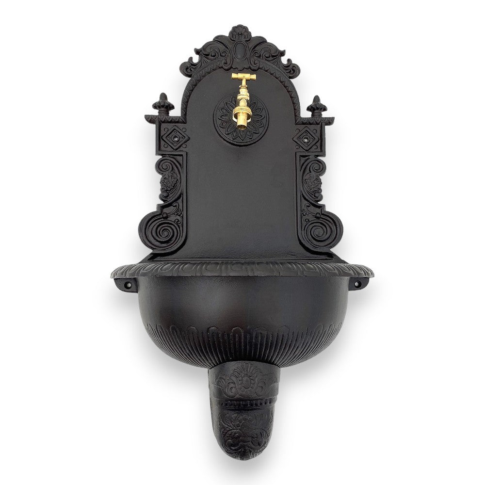 Fontana in ghisa antracite a parete per esterno 41x21xH78 cm