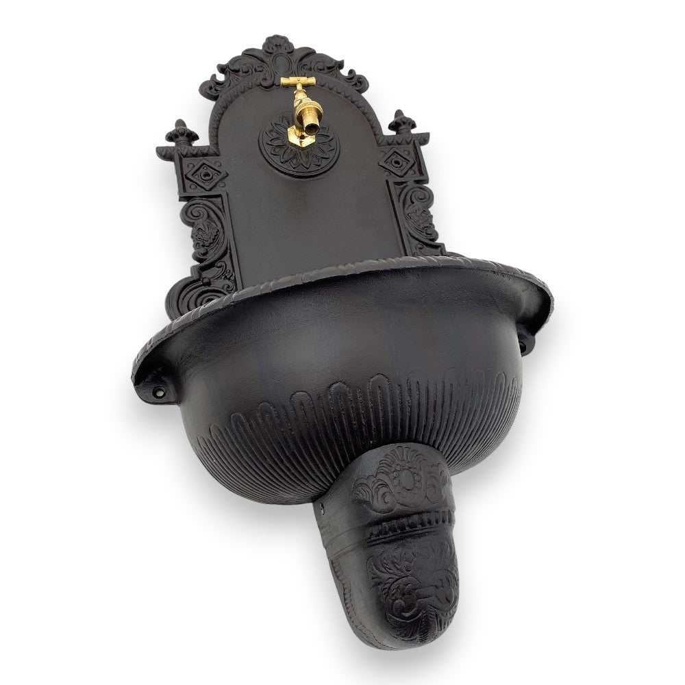 Fontana in ghisa antracite a parete per esterno 41x21xH78 cm