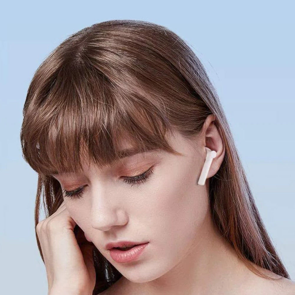 Auricolari wireless bluetooth v5.1 bianchi autonomia 6.5 ore batteria 40mah custodia ricarica 300mah 10 15m