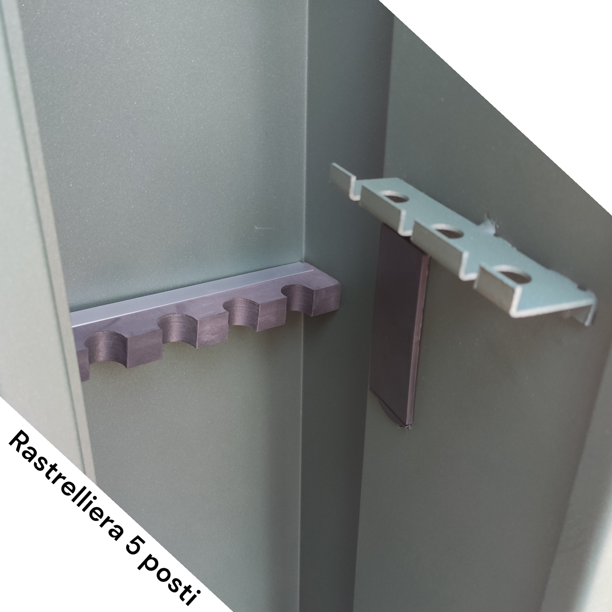 Armadio portafucili 5 posti in acciaio verde militare con cassaforte tesoretto interno STARK S5001T