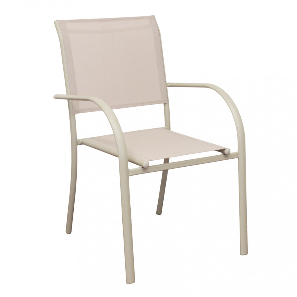 Sedia poltrona impilabile da esterno con struttura in alluminio e textilene Stamin