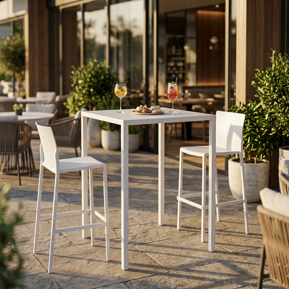 Tavolo fisso bianco quadrato autolivellante in metallo 70x70xH110 cm