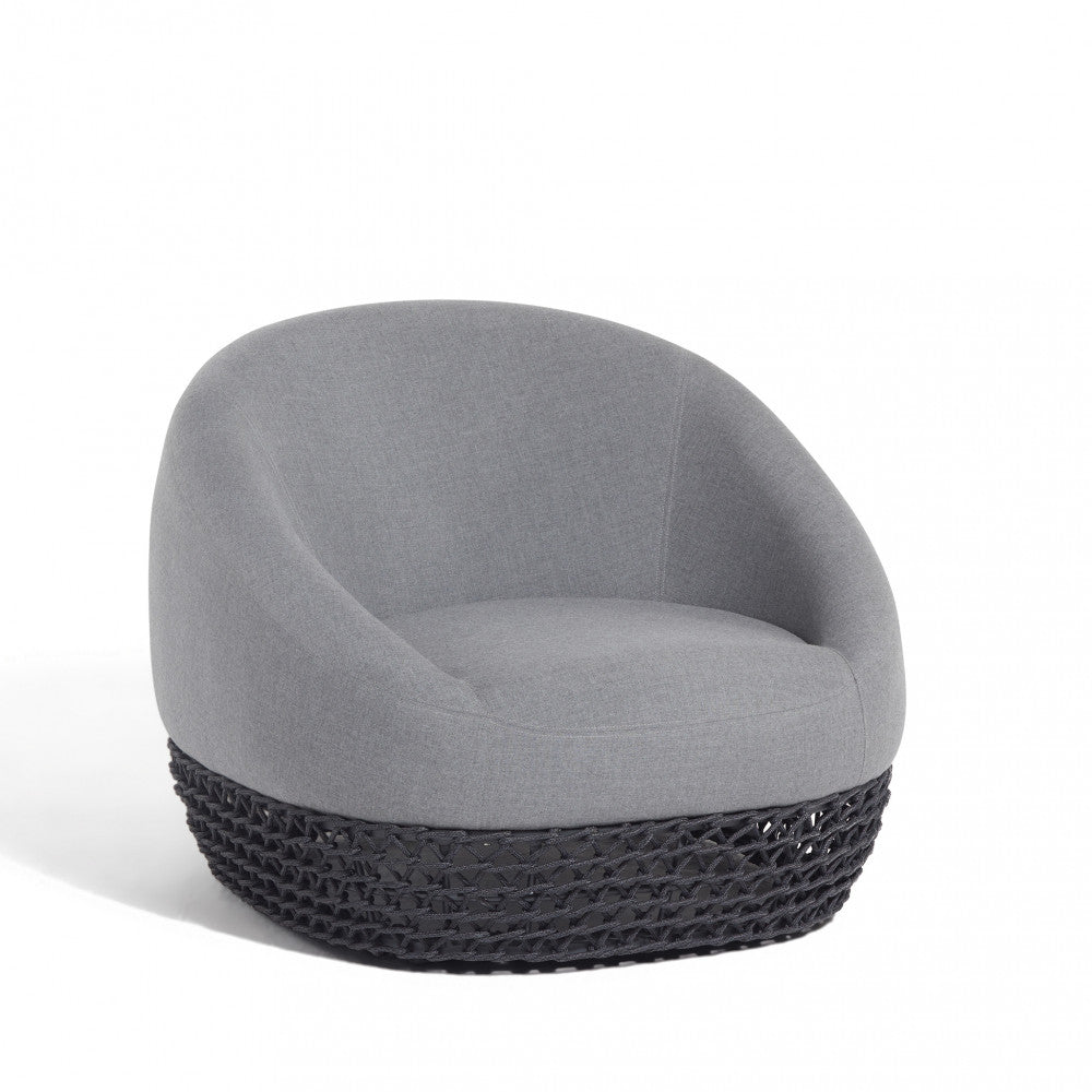 Poltrona da esterno con cuscini in alluminio grigio design moderno dimensioni 91x91x71 cm