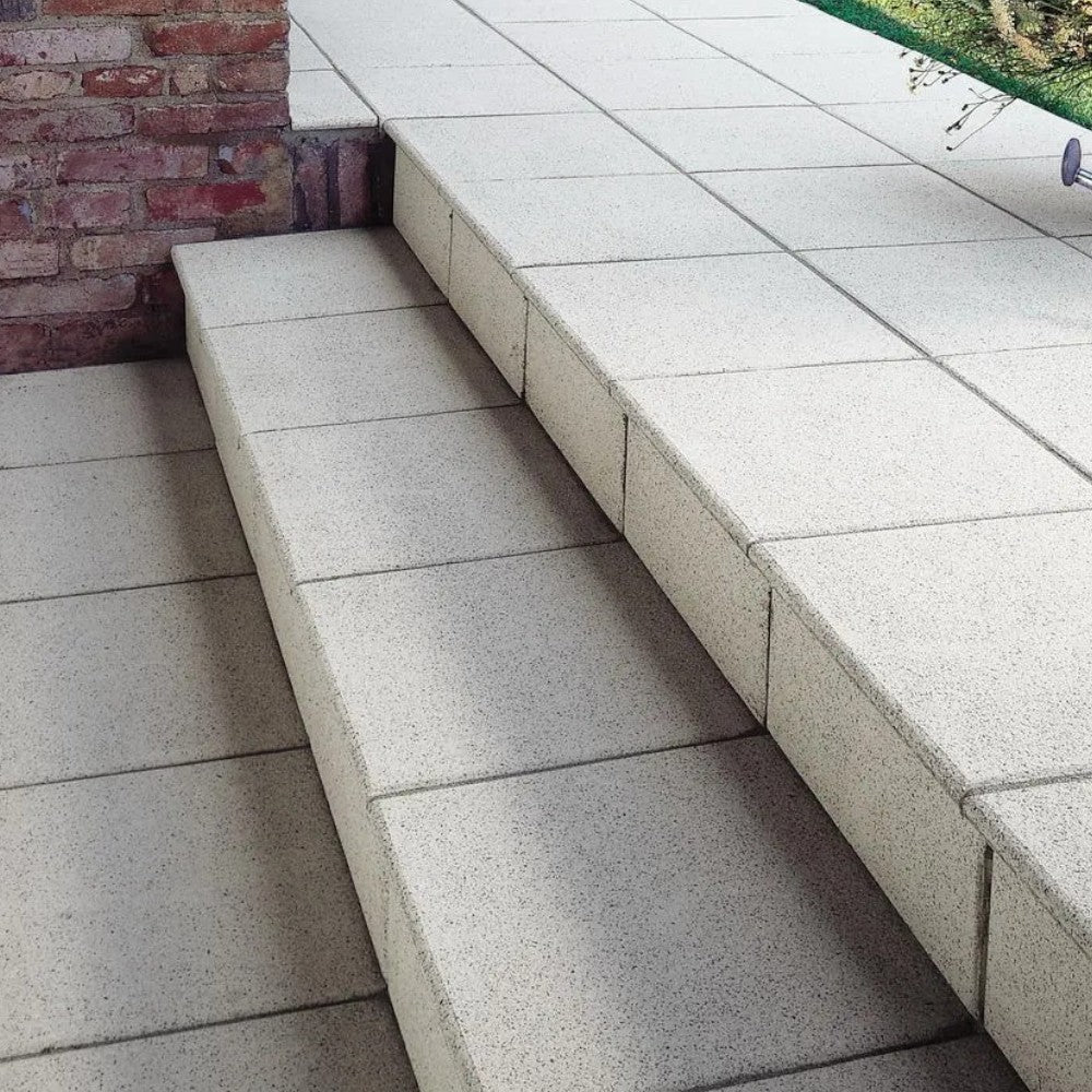 Set 4 piastre base per ombrellone e pavimentazione esterna bianco carsico 50x50x3,7 cm 85 KG