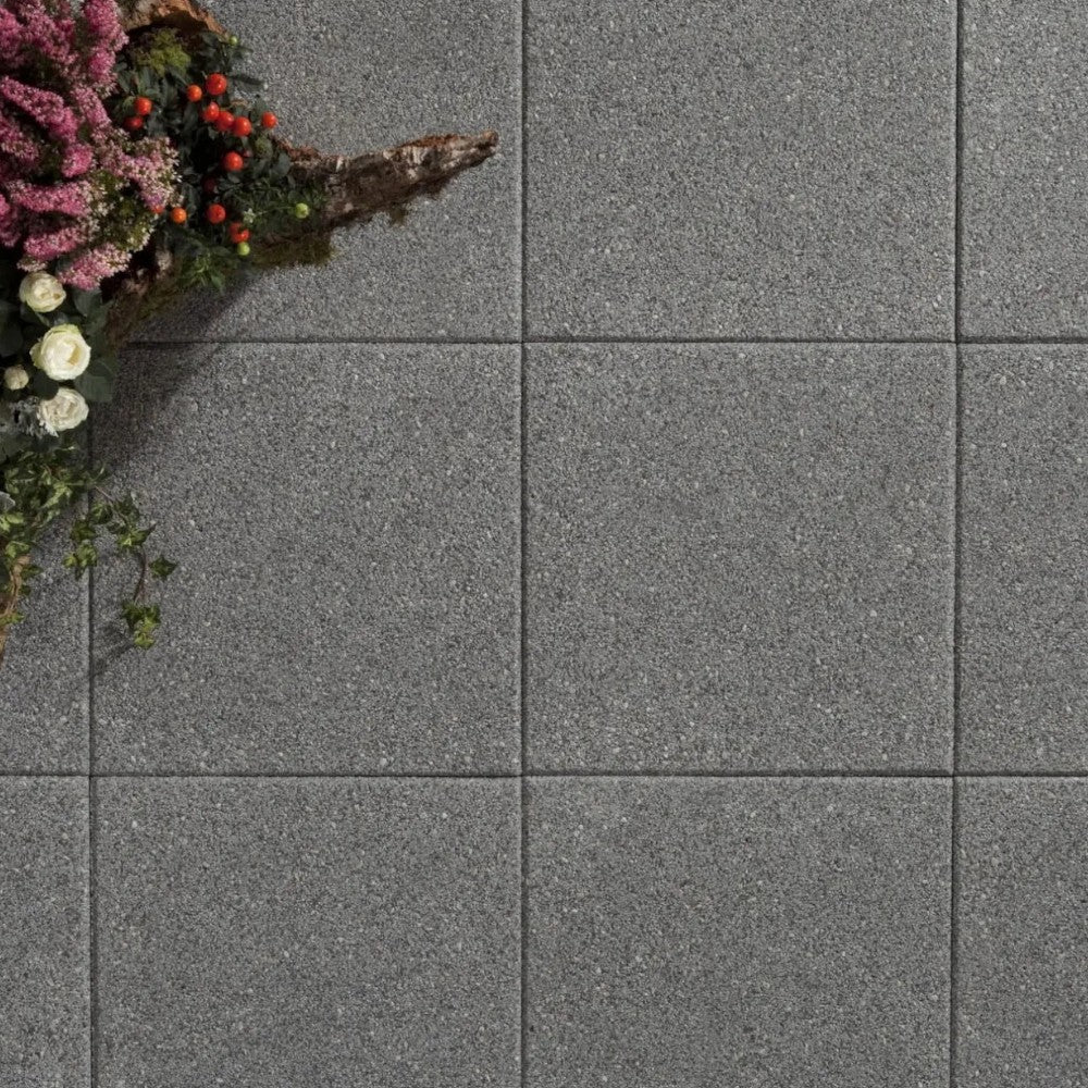 Set 4 piastre base per ombrellone e pavimentazione esterna grigio carsico 50x50x3,7 cm 85 KG