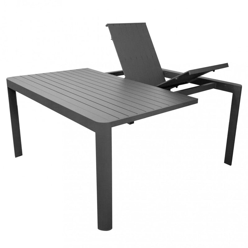 Tavolo da esterno 100x150 cm in alluminio con piano a doghe estensibile in larghezza Square Maxi