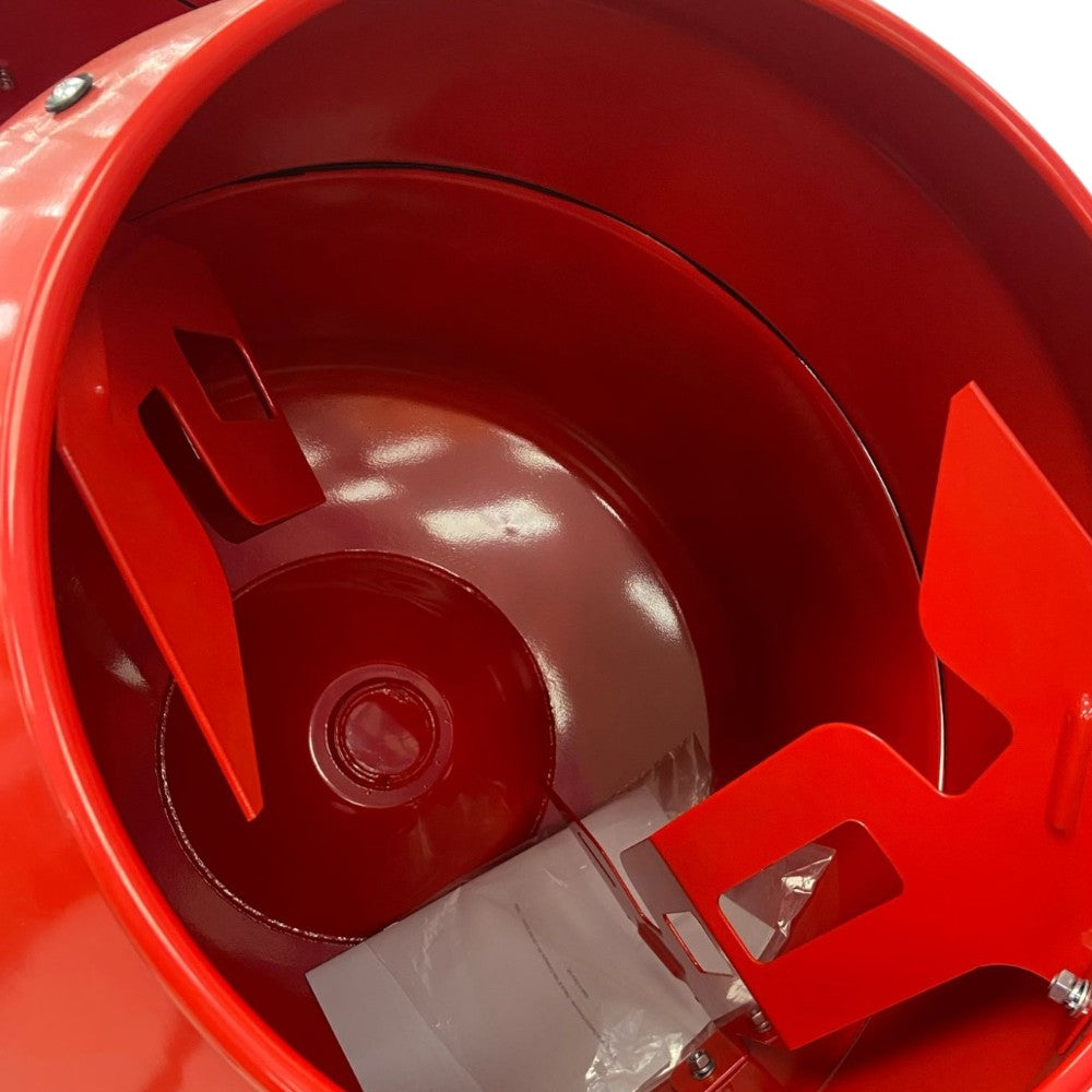 Betoniera laterale monofase rossa Lt.140 motore elettrico 550W in acciaio 105x60xH125 cm