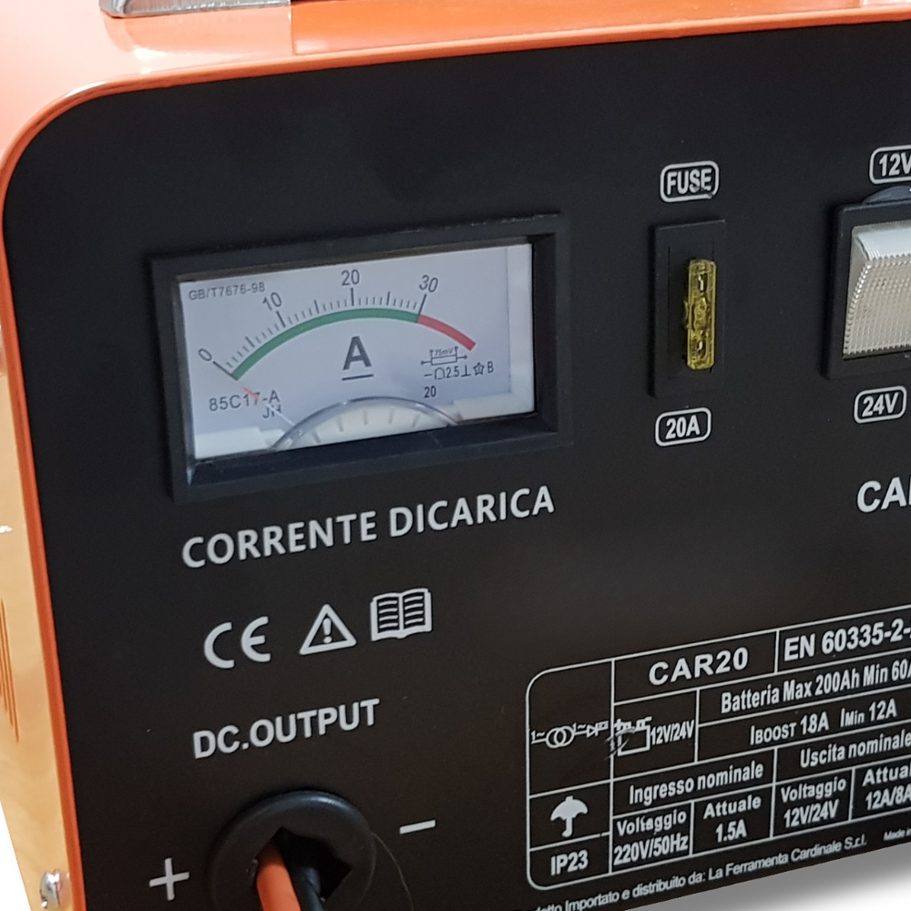 caricabatteria portatile per auto furgoni 12V 24V con sovraccarico protetto carica normale rapida amperometro