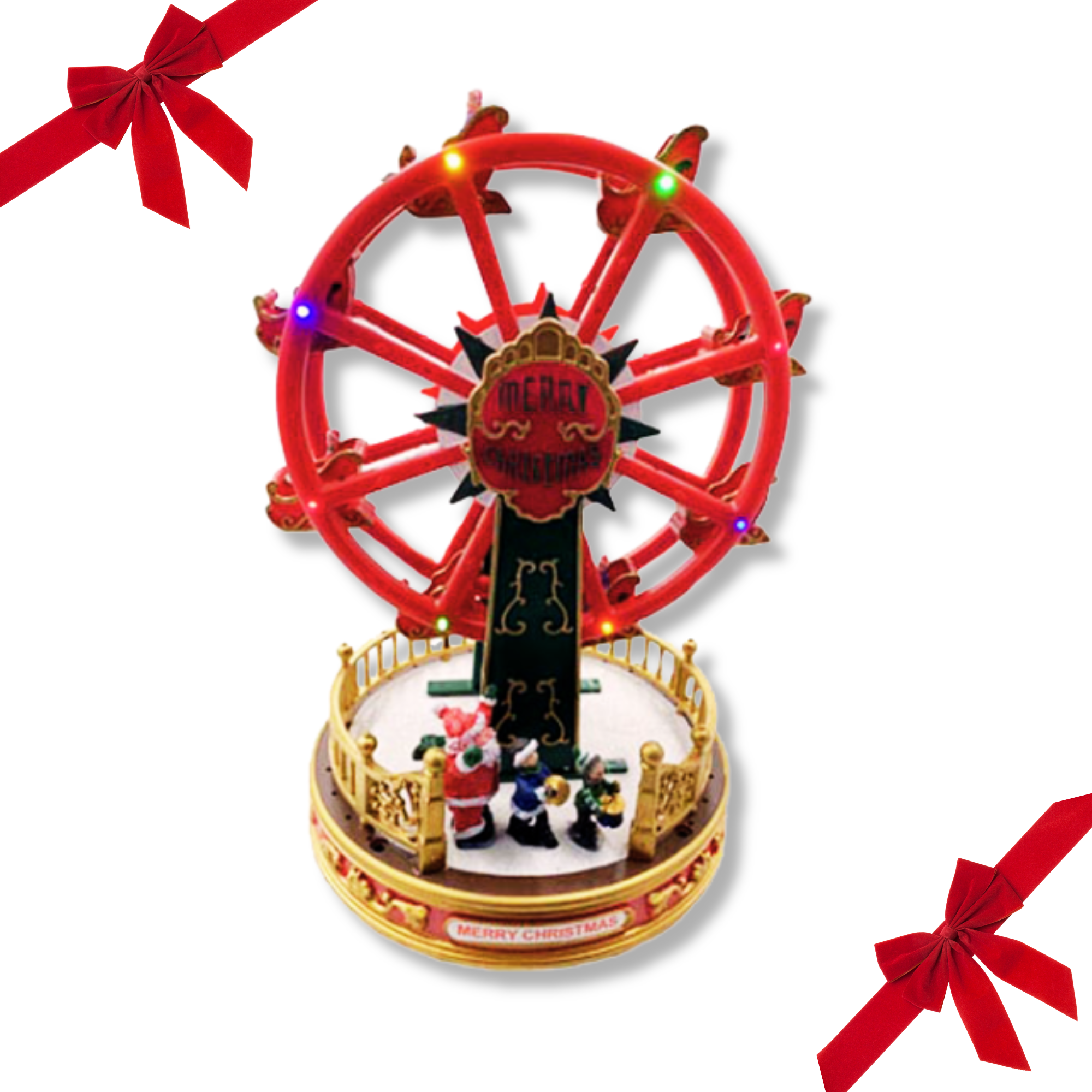 Giostrina di natale con ruota panoramica dimensioni 19,5x19,5x28,5 cm con luci musica e sistema di movimentazione