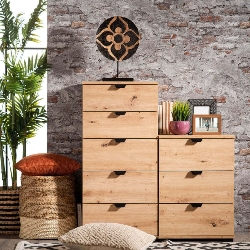 Mobile cassettiera Duero rovere chiaro artigiano truciolare bilaminato dimensioni 45x40x95 cm arredamento moderno casa