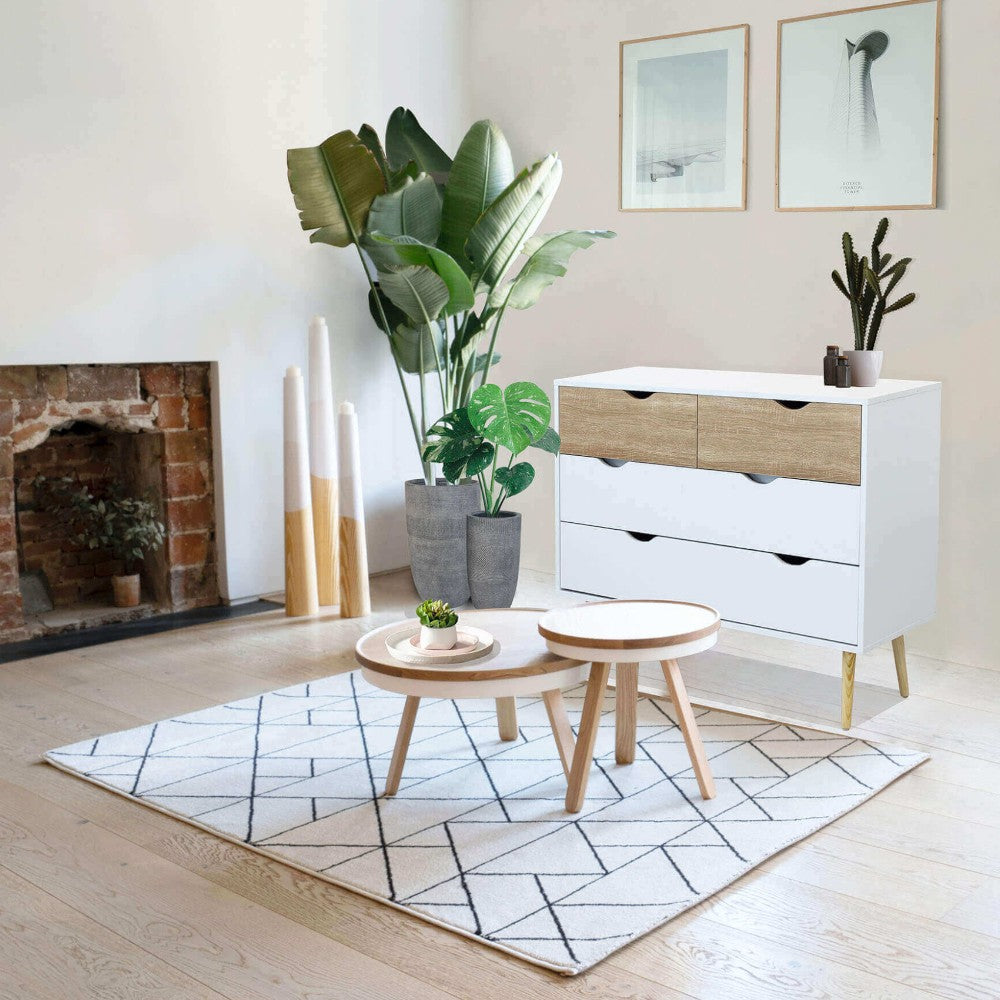 Mobile in legno naturale con 4 cassetti 99x39xH82 cm