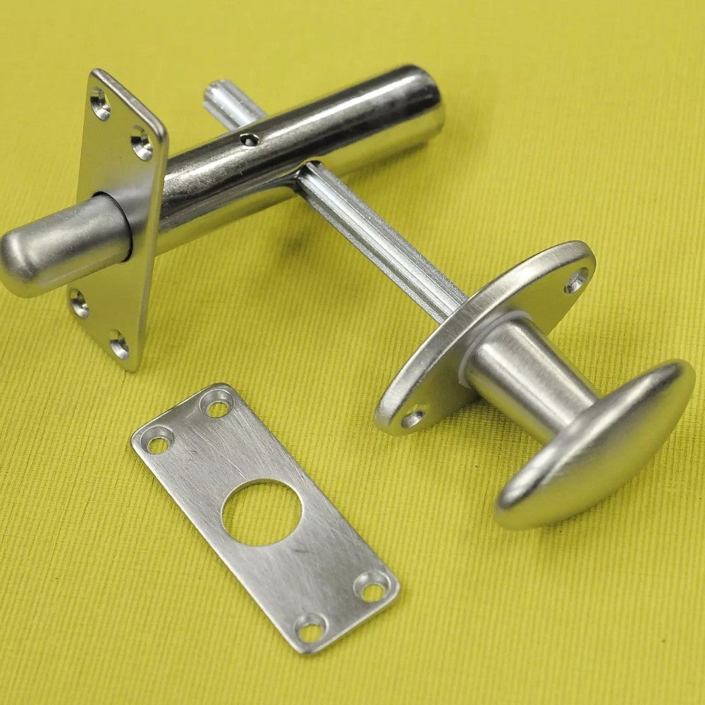 Catenaccio a cremagliera da infilare in ottone cromo satinato con pistone scorrevole ideale per sicurezza porte e finestre