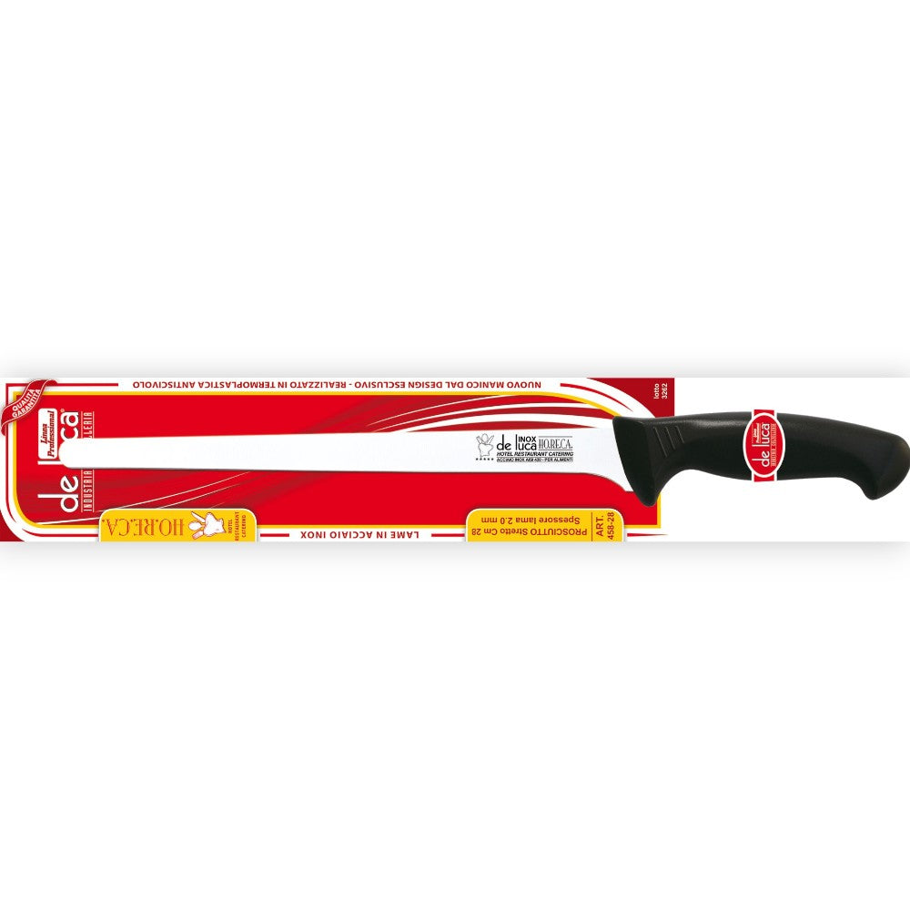 Coltello per prosciutto 28 cm lama acciaio inox temperato 2 mm manico ergonomico in polipropilene antiscivolo