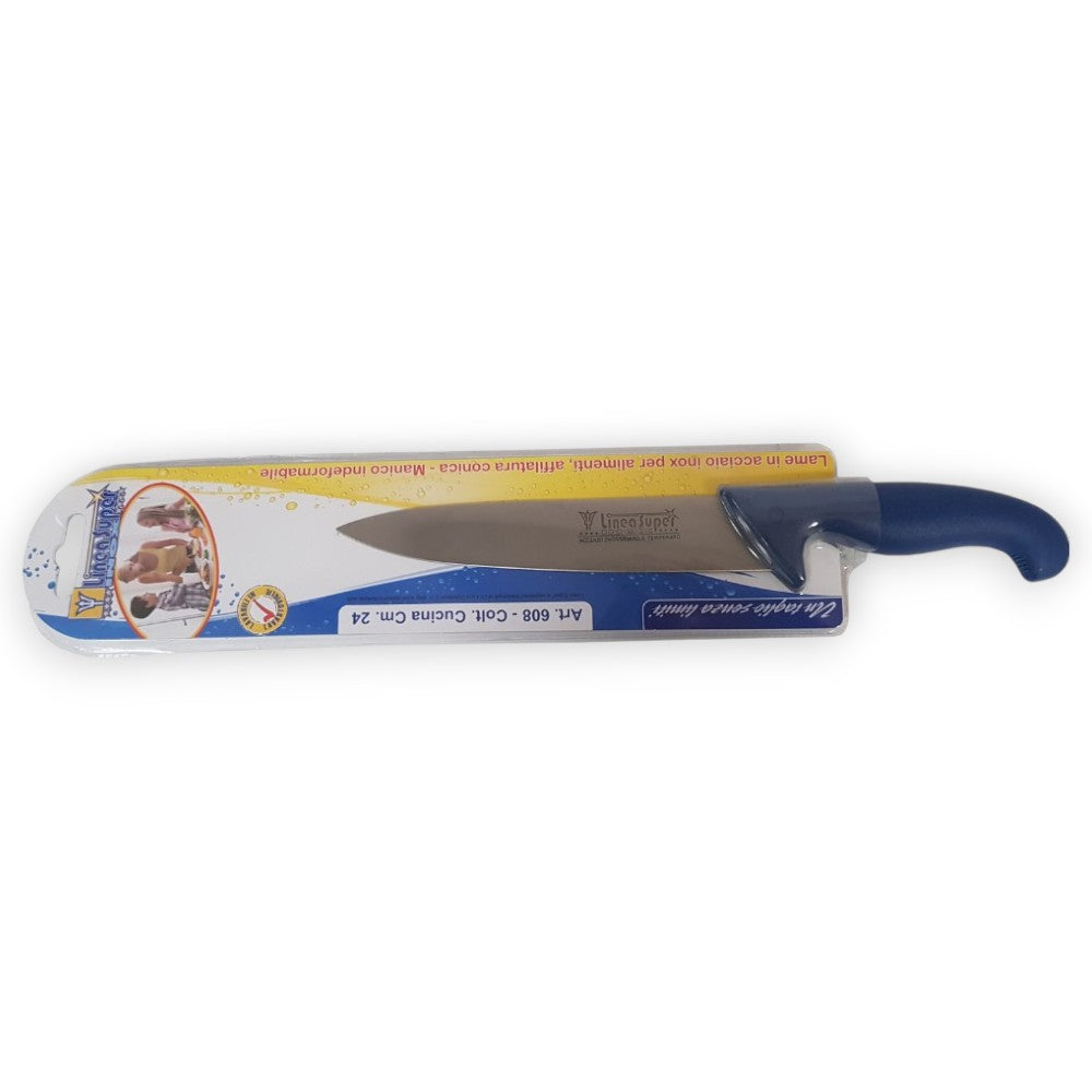 Coltello da cucina con lama in acciaio inox alimenti e manico indeformabile plastica affilatura conica 18 cm