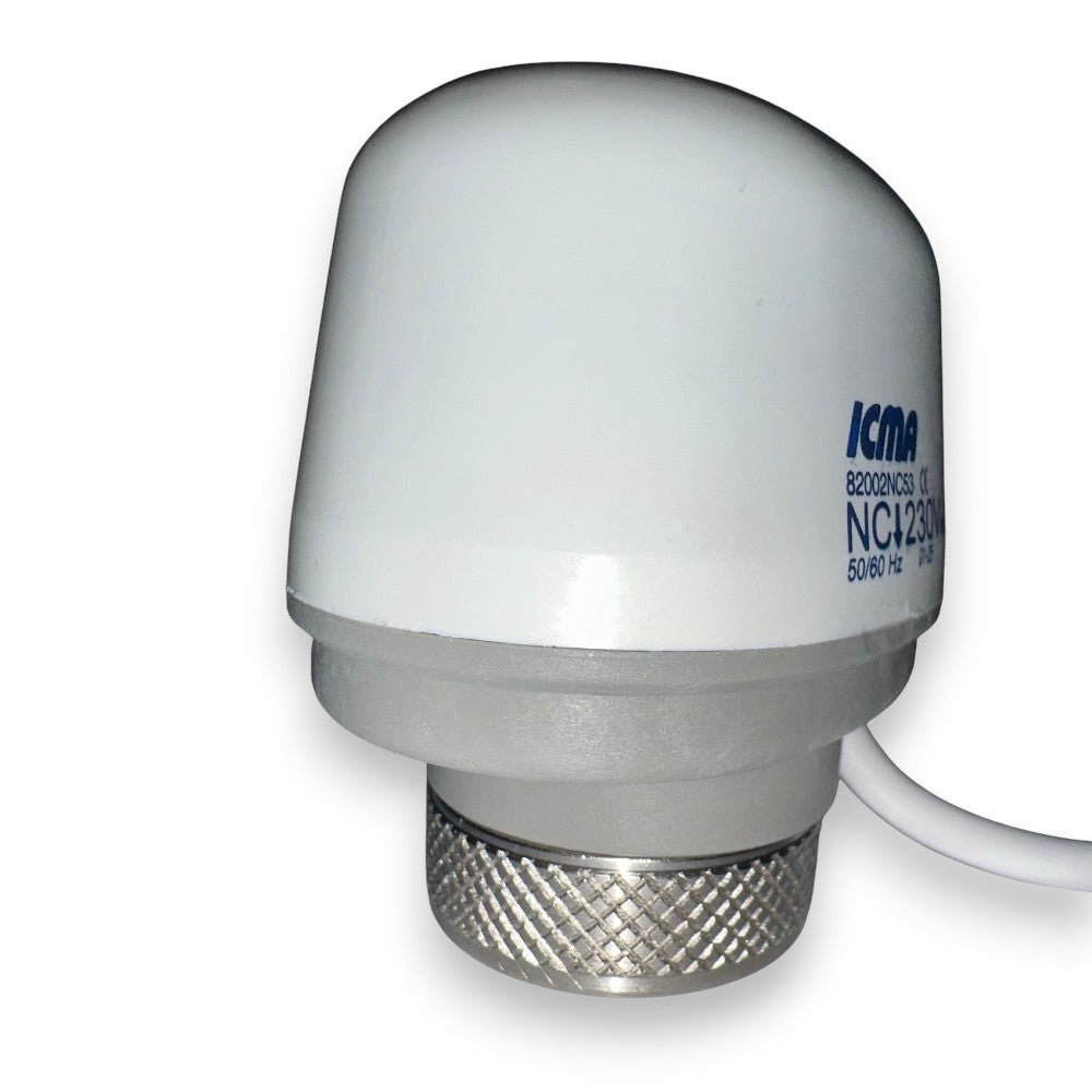 Comando elettrotermico con microinterruttore per valvole di zona 230v con chiusura automatica