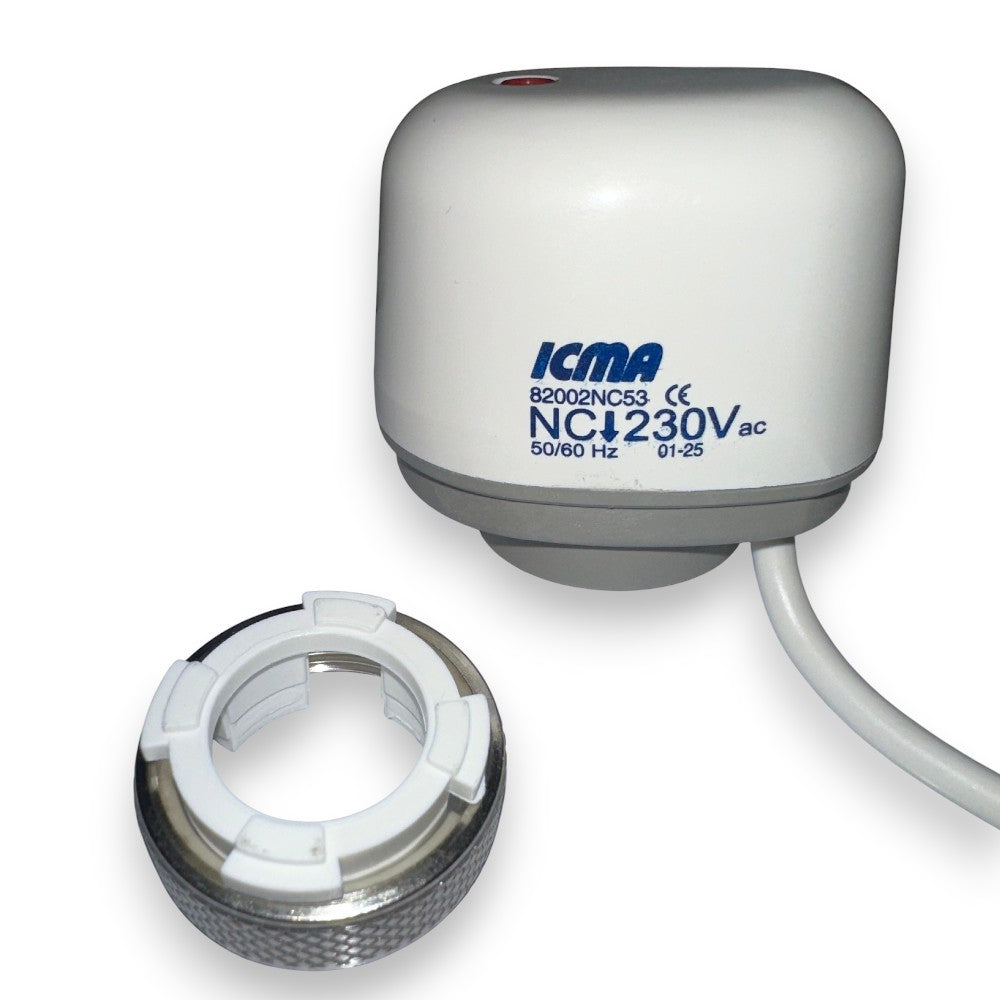Comando elettrotermico con microinterruttore per valvole di zona 230v con chiusura automatica