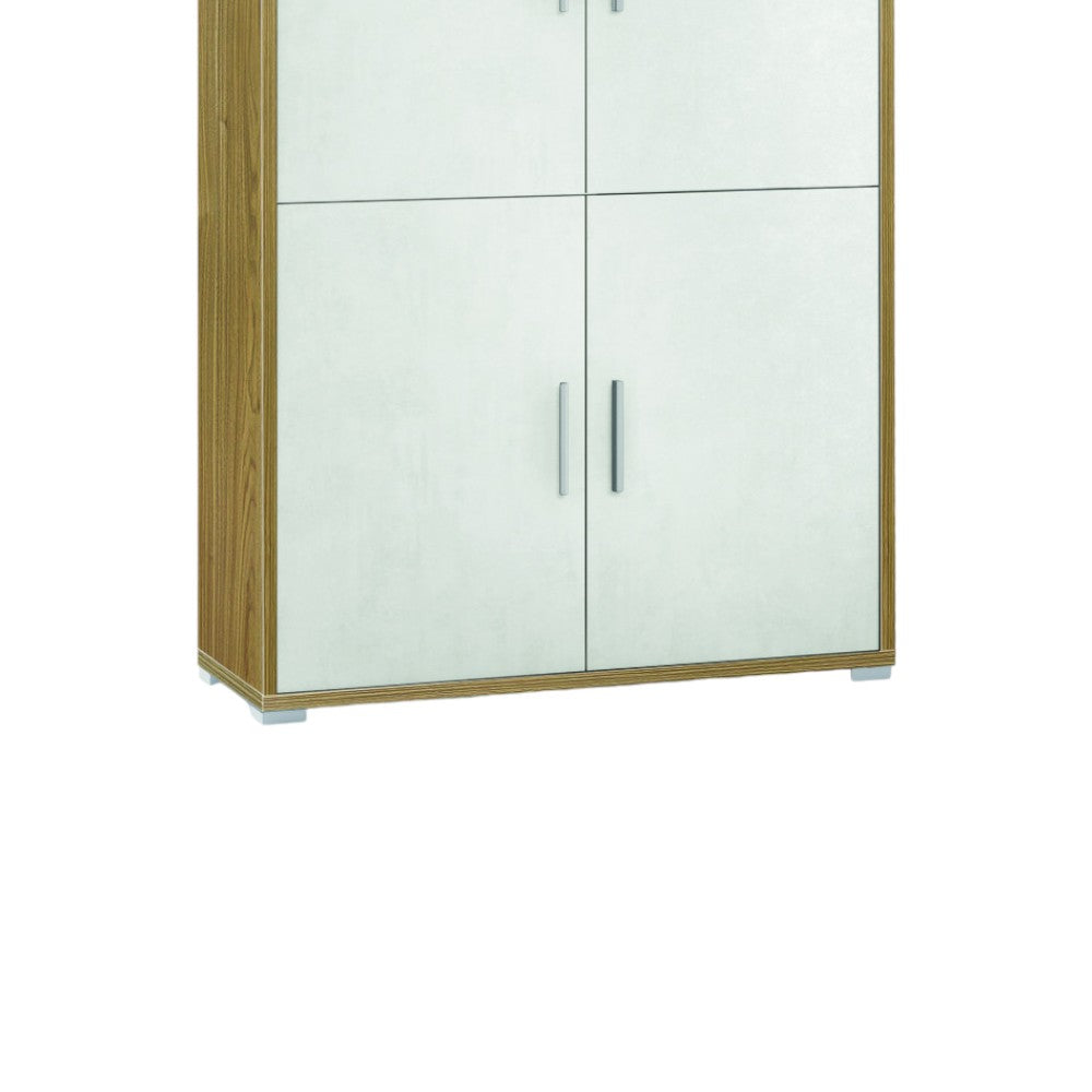 Mobile credenza moderna soggiorno 4 ante dimensioni 108x41x161 cm colore bianco materiale mdf elegante e spazioso