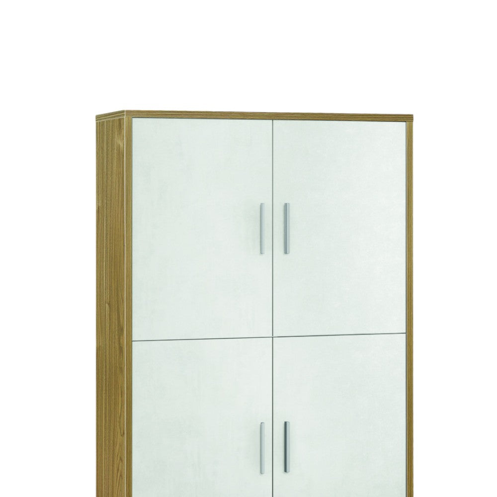 Mobile credenza moderna soggiorno 4 ante dimensioni 108x41x161 cm colore bianco materiale mdf elegante e spazioso
