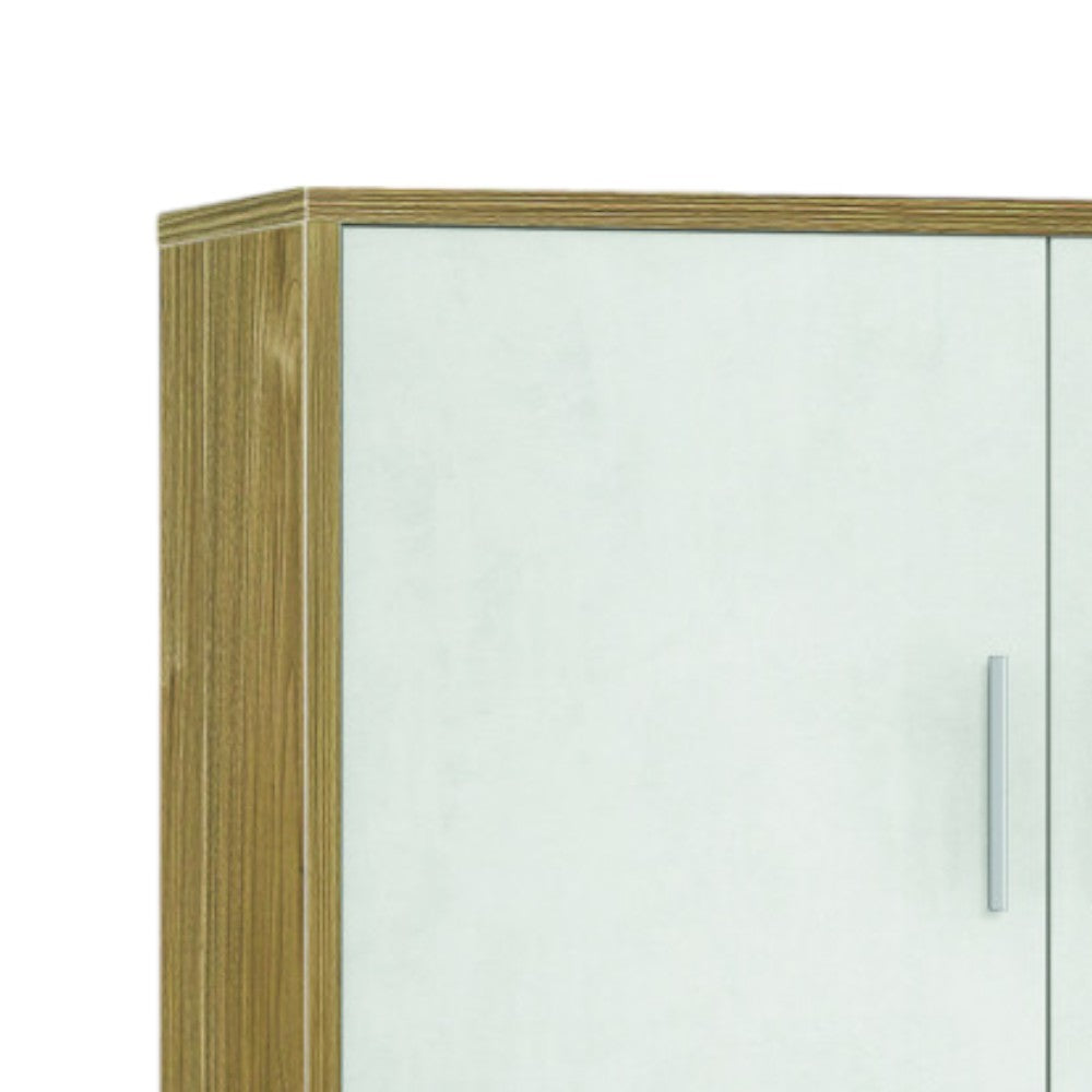 Mobile credenza moderna soggiorno 4 ante dimensioni 108x41x161 cm colore bianco materiale mdf elegante e spazioso
