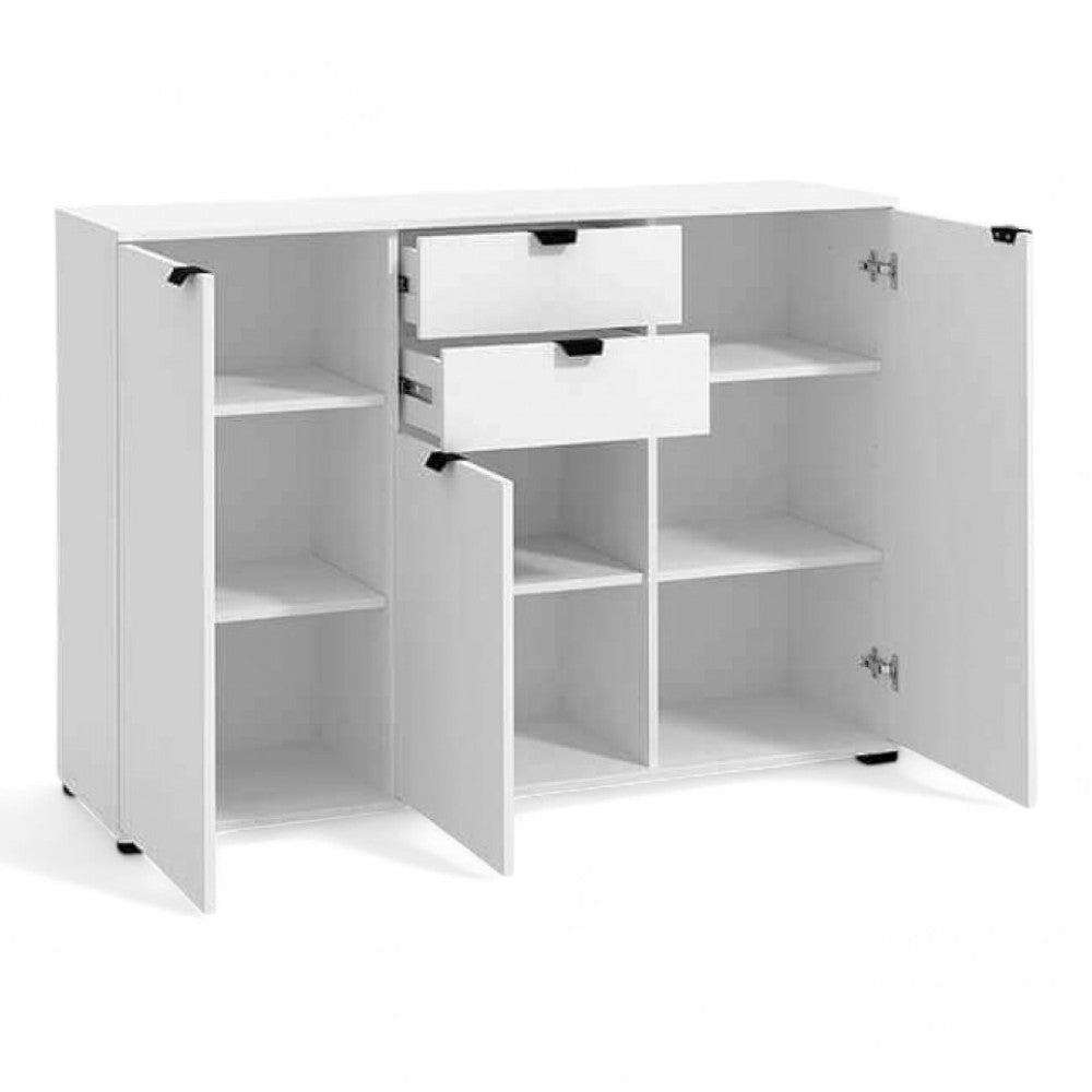 Mobile soggiorno bianco opaco 135x40x95 cm in truciolare bilaminato ideale per arredare con stile e funzionalità
