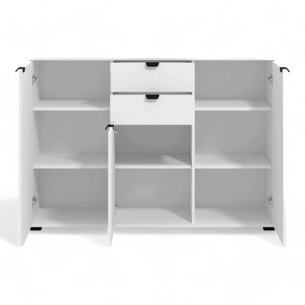 Mobile soggiorno bianco opaco 135x40x95 cm in truciolare bilaminato ideale per arredare con stile e funzionalità