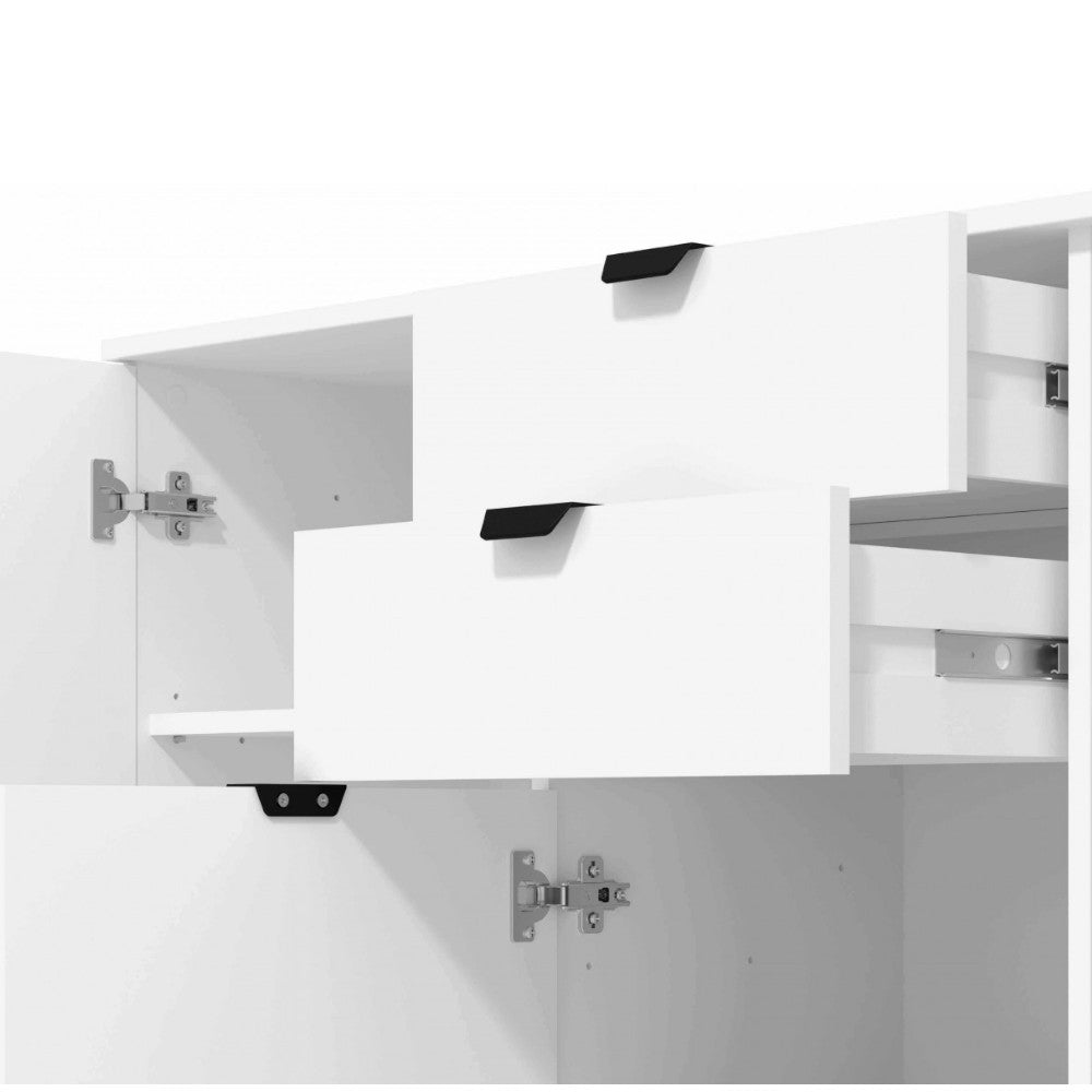 Mobile soggiorno bianco opaco 135x40x95 cm in truciolare bilaminato ideale per arredare con stile e funzionalità