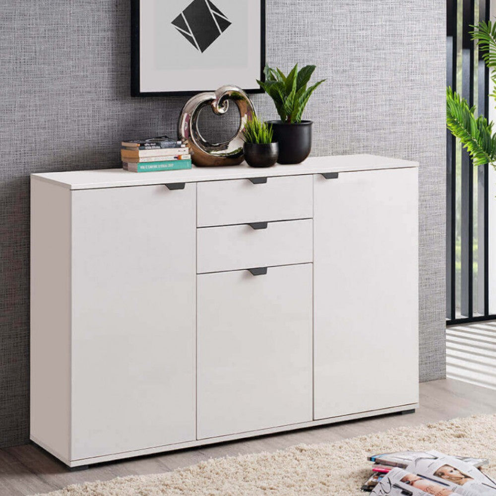 Mobile soggiorno bianco opaco 135x40x95 cm in truciolare bilaminato ideale per arredare con stile e funzionalità