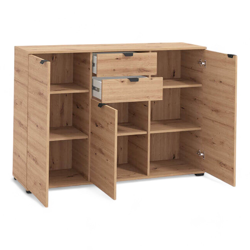 Mobile soggiorno Duero rovere chiaro artigianale in truciolare bilaminato dimensioni 135x40x95 cm elegante e moderno
