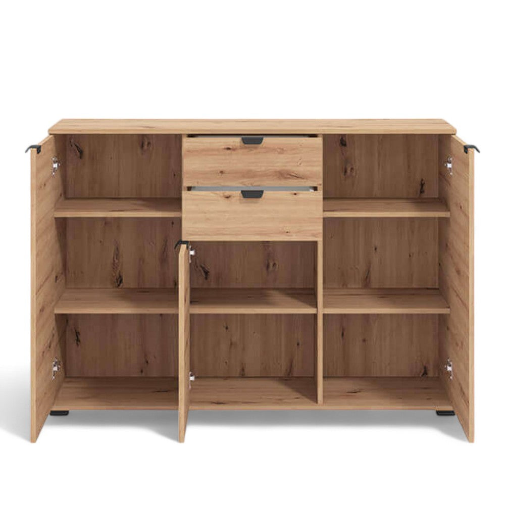 Mobile soggiorno Duero rovere chiaro artigianale in truciolare bilaminato dimensioni 135x40x95 cm elegante e moderno
