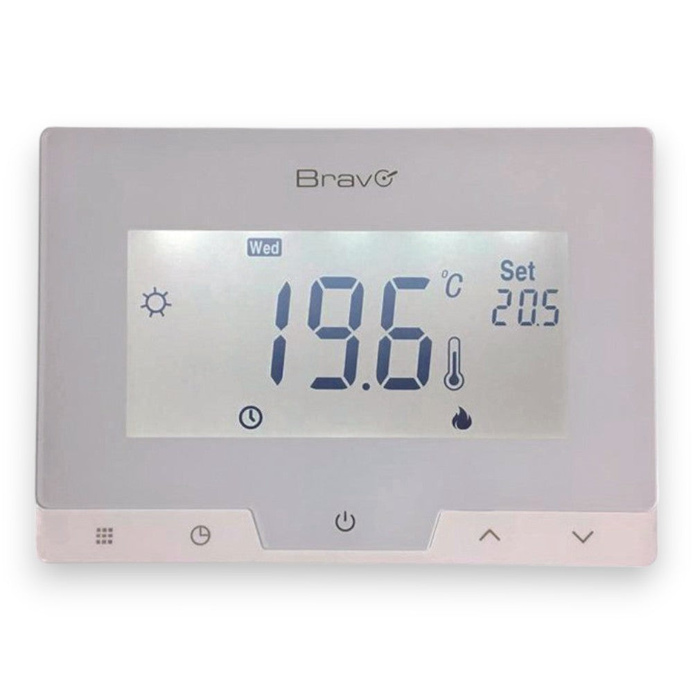 Cronotermostato digitale da parete 115x24x75 mm con display LCD doppio isolamento alimentazione a pile AA autonomia 1 anno modalità automatico manuale antigelo