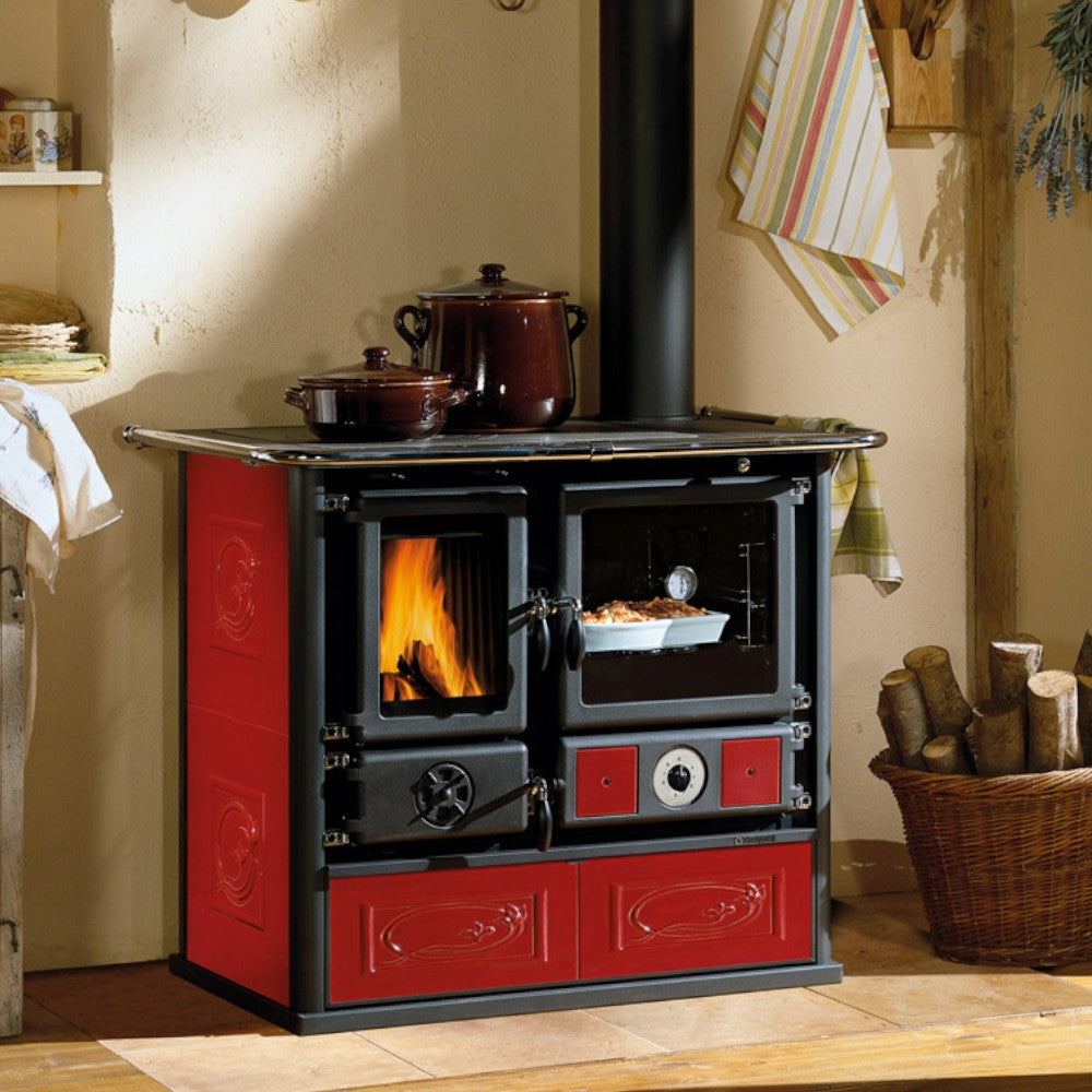 Termocucina a legna 15.5 Kw in acciaio e ghisa 101.7x66.2x85.2 cm bordeaux Nordica