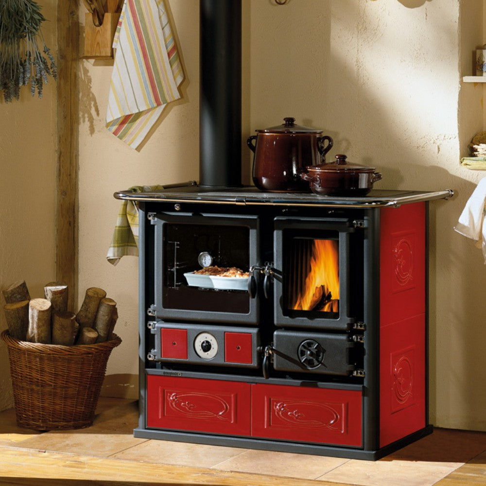 Termocucina a legna 15.5 Kw in acciaio e ghisa 101.7x66.2x85.2 cm bordeaux Nordica