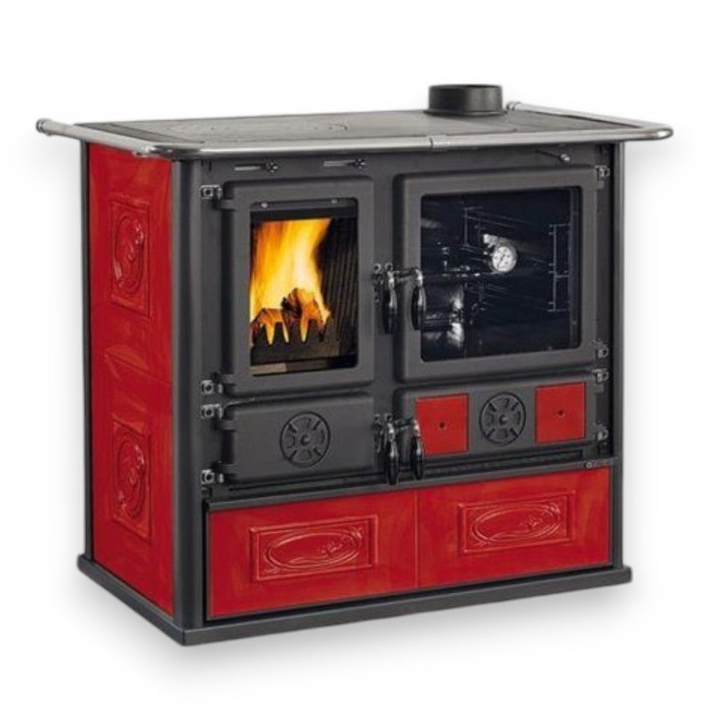 Termocucina a legna 15.5 Kw in acciaio e ghisa 101.7x66.2x85.2 cm bordeaux Nordica