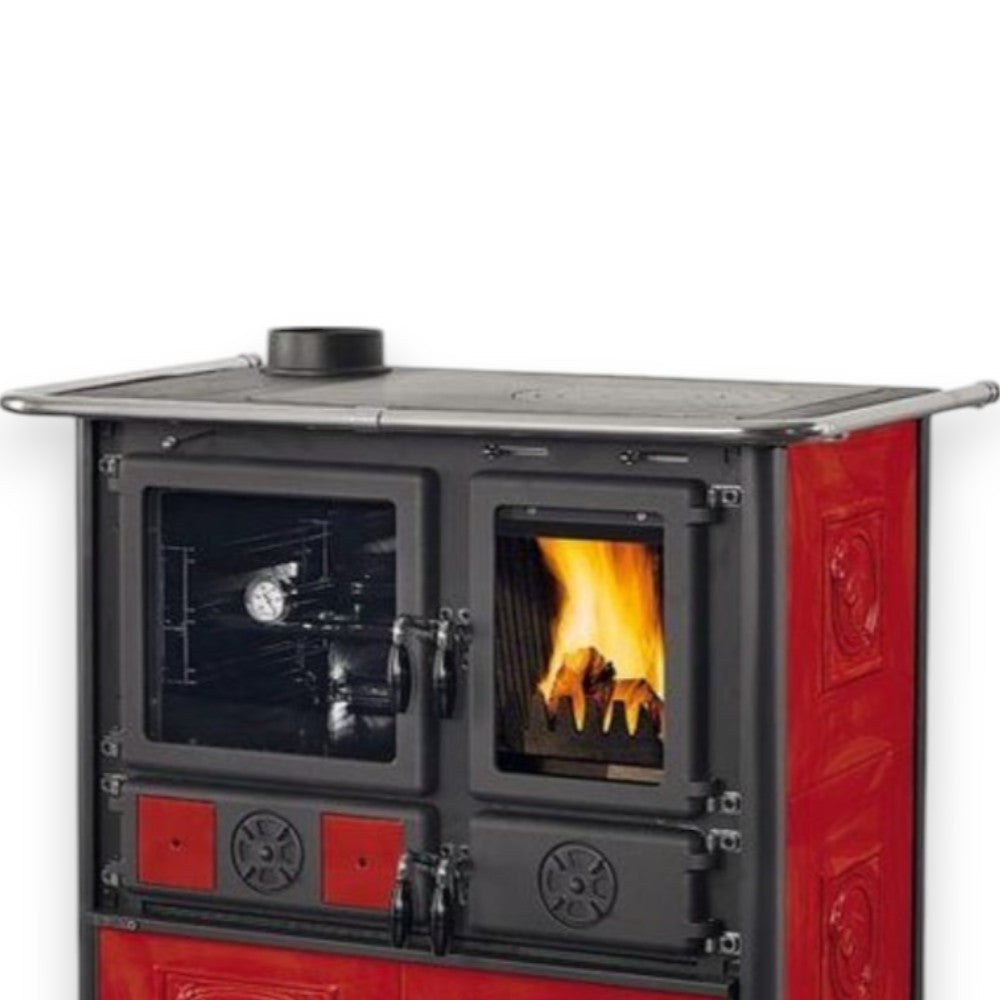 Termocucina a legna 15.5 Kw in acciaio e ghisa 101.7x66.2x85.2 cm bordeaux Nordica