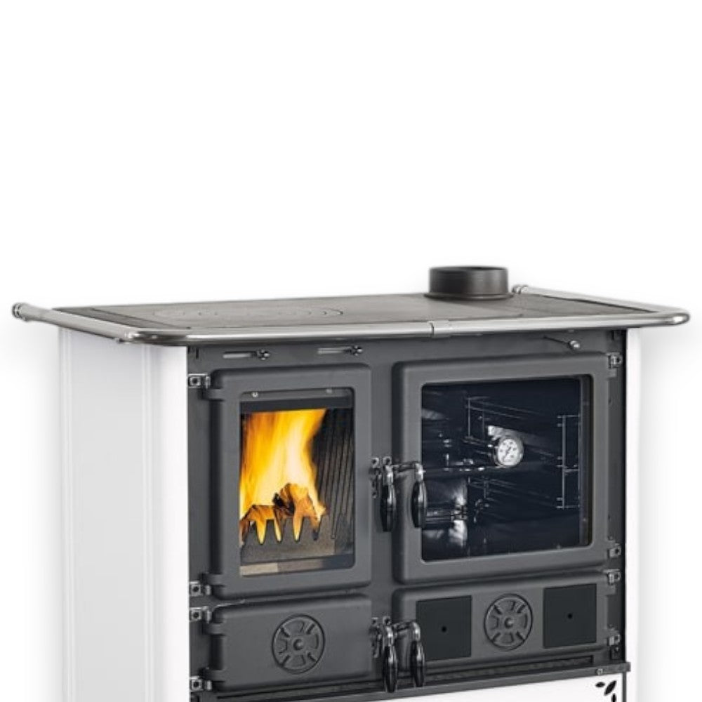 Cucina a legna in acciaio 8.8 Kw 103x65xH85 cm bianca 5.0 Steel Nordica