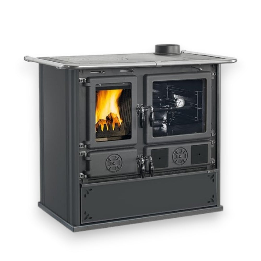 Cucina a legna in acciaio 8.8 Kw 103x65xH85 cm antracite 5.0 Steel Nordica