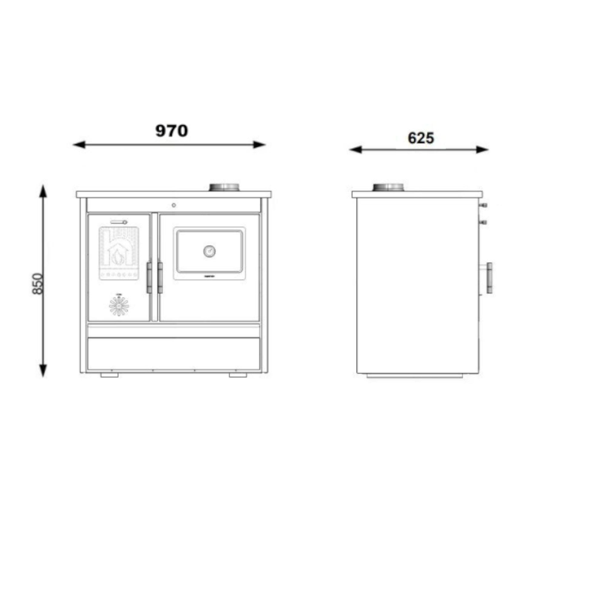 Wood Stove with Oven Steel structure 11.19 kW Exclusive Inox