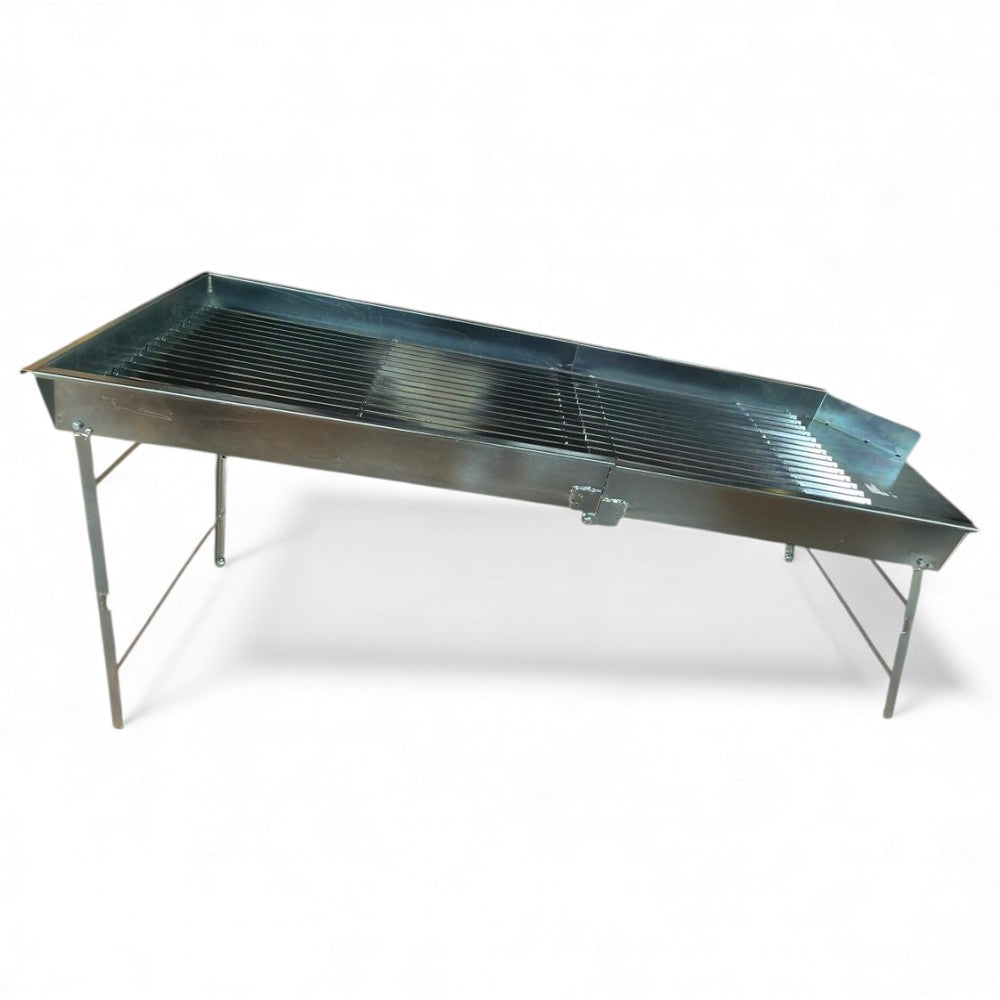 Defogliatore manuale chiudibile salvaspazio per olive in acciaio zincato con scivolo e gambe 191x60xH97 cm