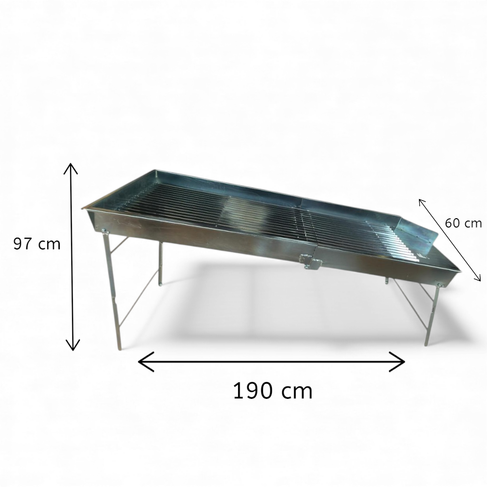 Defogliatore manuale chiudibile salvaspazio per olive in acciaio zincato con scivolo e gambe 191x60xH97 cm